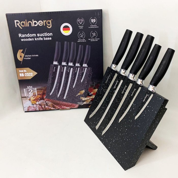 Набір ножів Rainberg RB-2322 з нержавіючої сталі з магнітною основою Black