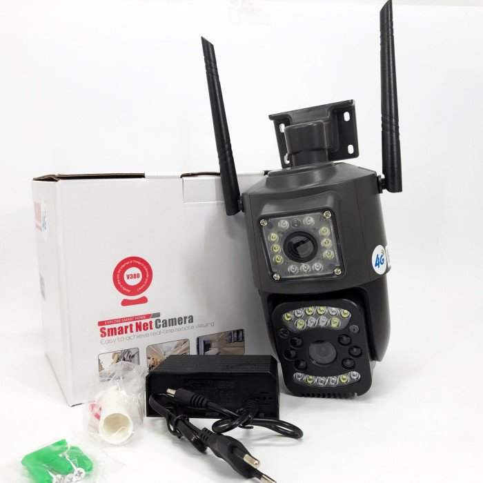 Вулична IP камера 4G/Wi-Fi з двома лінзами SC03 V380pro 4 Mп, Відеокамера з цифровим зумом та мікрофоном