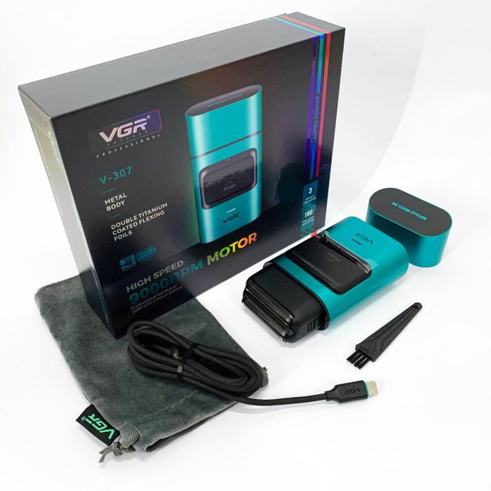 Електробритва-шейвер для бороди та обличчя VGR V-307 GREEN металевий корпус