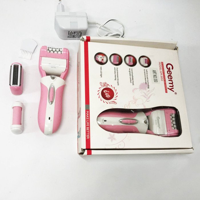 Епілятор депілятор жіночий електричний бездротовий + триммер + пемза 3 в 1 Gemei GM-3052