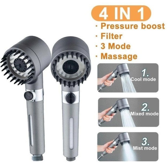 Насадка для душу масажна лійка 4в1 з масажними силіконовими шипами водозберігаюча душова лійка