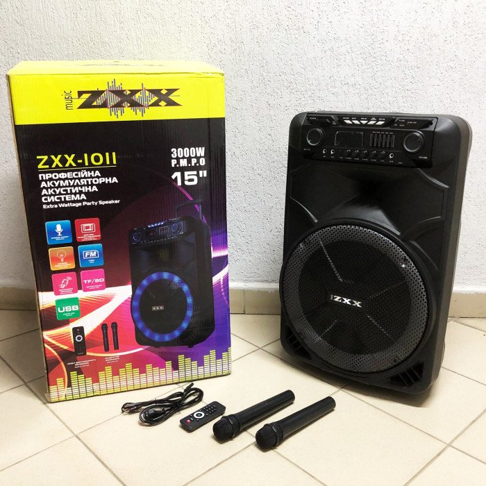 Професійна акумуляторна акустична система ZXX-1011 800 Вт 15