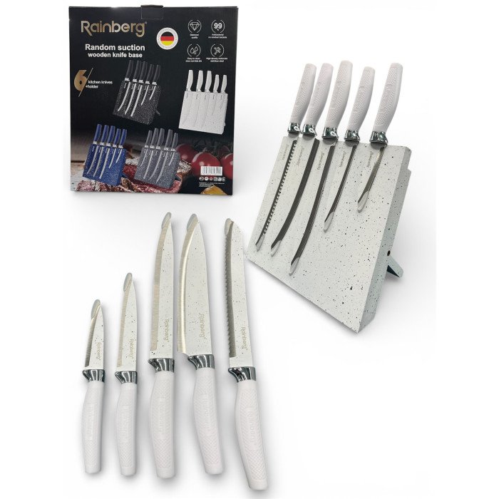 Набір ножів Rainberg RB-2322 з нержавіючої сталі з магнітною підставою White