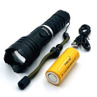 Алюмінієвий акумуляторний ручний ліхтарик Bailong BL-P913-P90 світлодіодний з потужною лінзою