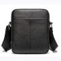 Чоловіча шкіряна сумка месенджер компактна чорна з натуральної шкіри флотар