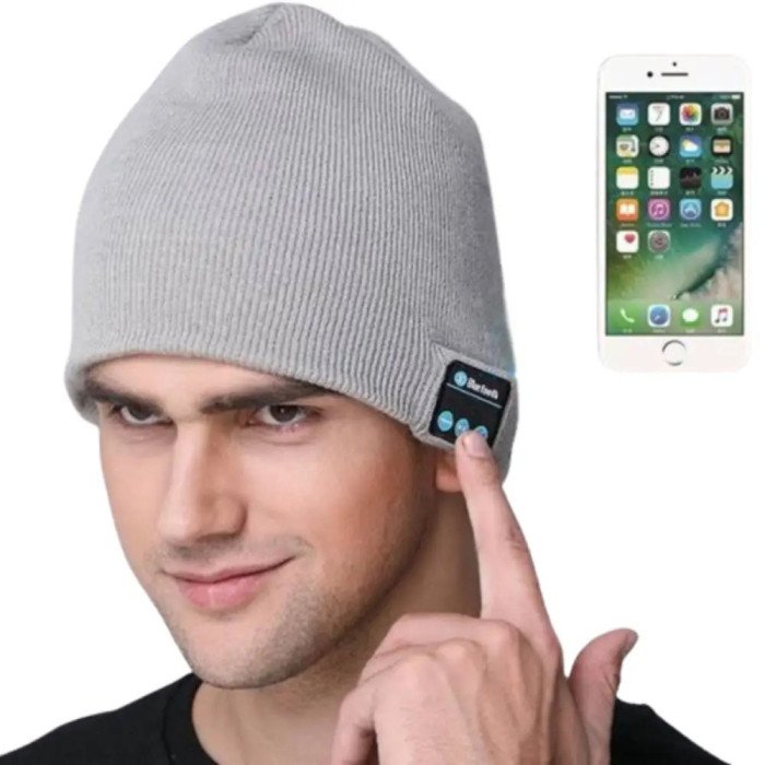 Портативна колонка шапки з bluetooth навушниками SPS Hat BT True. Колір: сірий