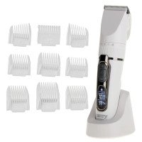 Машинка для стрижки волосся Camry CR 2841 White акумуляторна з LCD дисплеєм титан та кераміка 9 насадок