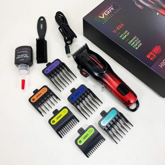 Акумуляторна машинка для стрижки VGR V-026 RED. Колір: червоний