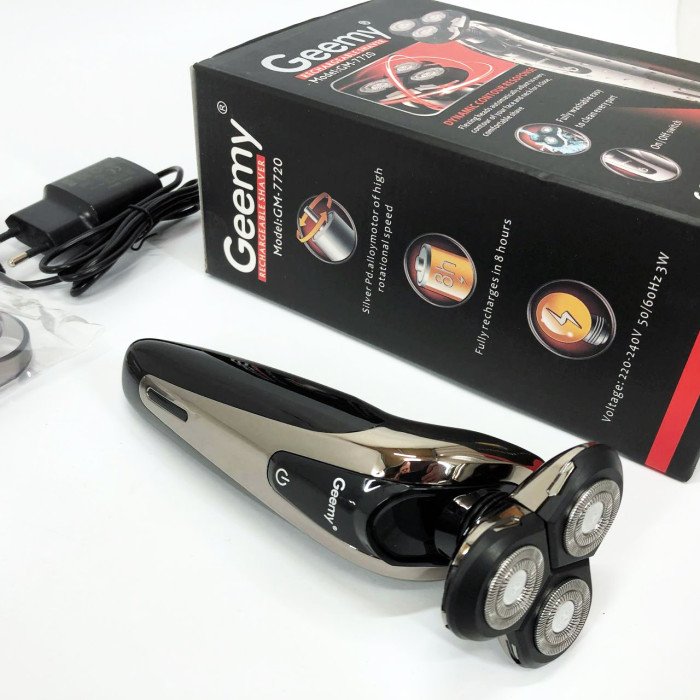 Електробритва Gemei GM-7720 - професійна, бездротова, потужна чоловіча бритва з головками, що плавають