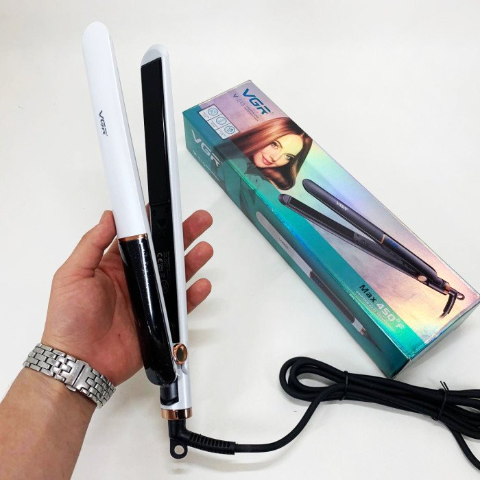 Праска для волосся VGR V-515 WHITE з РК-дисплеєм керамічний стайлер для вирівнювання волосся та завивки