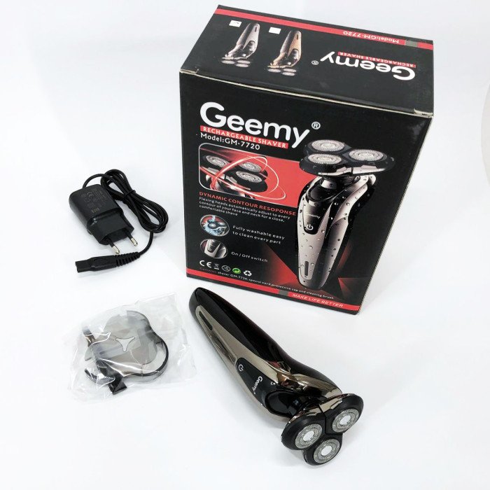 Електробритва Gemei GM-7720 - професійна, бездротова, потужна чоловіча бритва з головками, що плавають