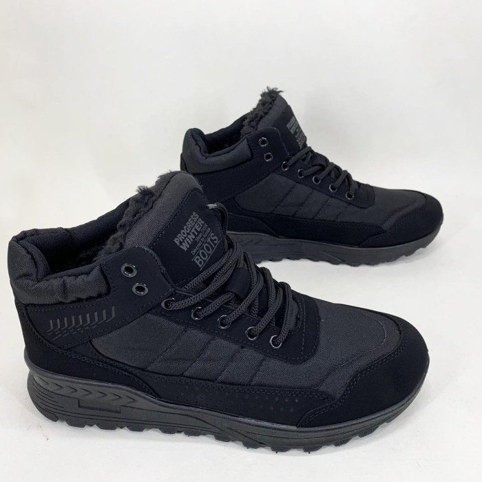 Черевики чоловічі 44р 28.5см чорні Зимове чоловіче взуття з текстилю