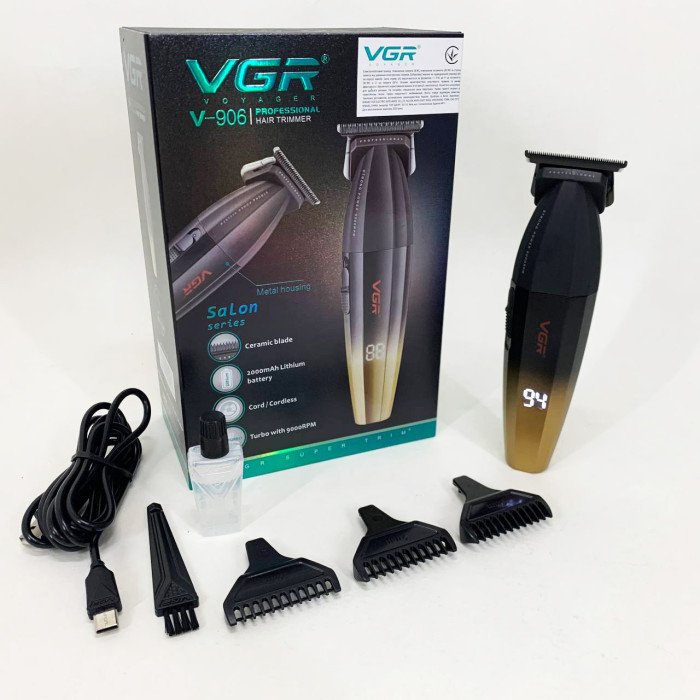 Машинка для стрижки волосся VGR V-906 тример для окантовки та стрижки бороди. Колір: жовтий