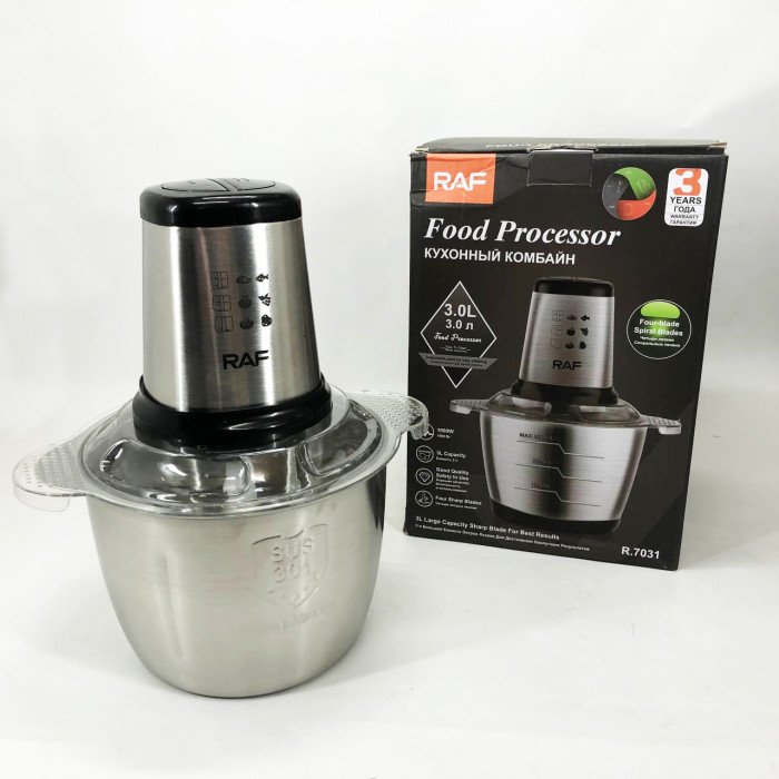 Подрібнювач RAF R.7031 настільний електричний блендер-чоппер 3 л 1000 Вт, Кухонний блендер для овочів