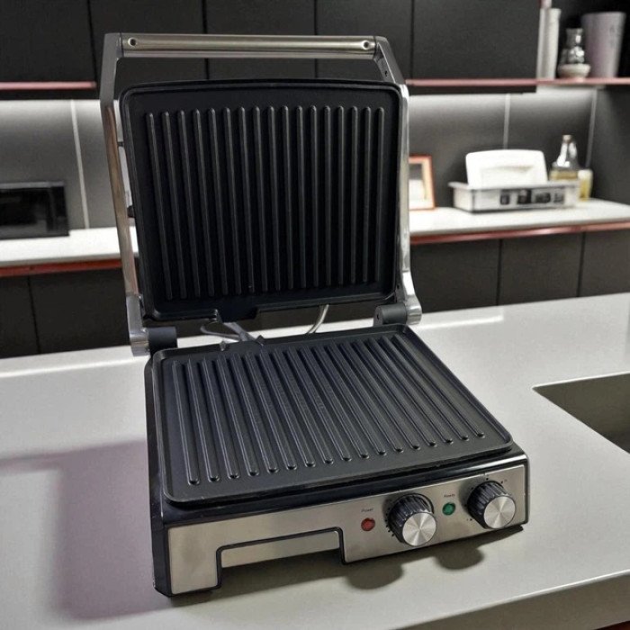 Гриль двосторонній німецької якості Rainberg RB-2282 притискний електричний гриль із пластинами 3800Вт