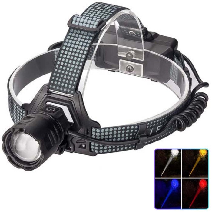 Ліхтар налобний 8505 WHITE LASER LED PM10-4TG (White+Yellow+Blue+Red) 2x18650