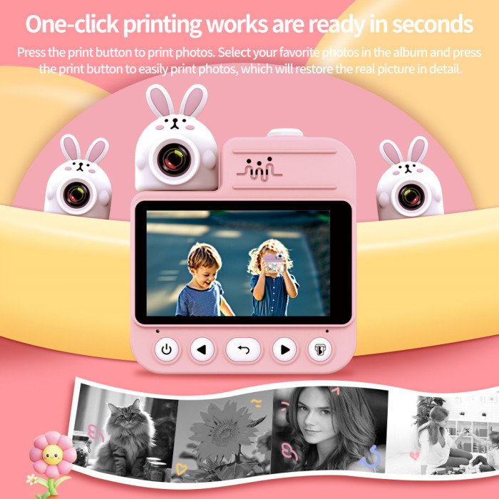 Дитячий фотоапарат миттєвого друку JD30 PINK