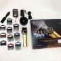 Професійна машинка для стрижки волосся VGR V-001 з дисплеєм 9000 об/хв та 10 насадками. Колір: золотий