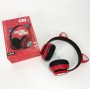 Навушники накладні бездротові ST37M зі котячими вушками, що світяться. Колір: червоний