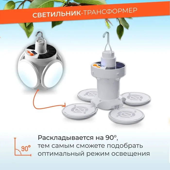 Ліхтар Лампа для кемпінгу акумуляторна BL-2029 + SOLAR на сонячній батареї кемпінговий складаний ліхтар