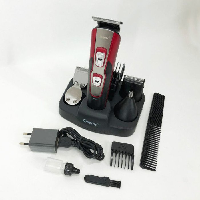 Машинка для стрижки 10в1 GEMEI GM-592, машина для окантування, підстригальна машинка. Колір: червоний