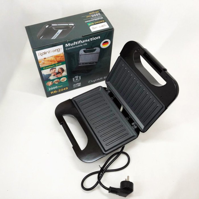 Гриль притискний Rainberg RB-2249, домашній гриль для шаурми, електрогриль для стейків