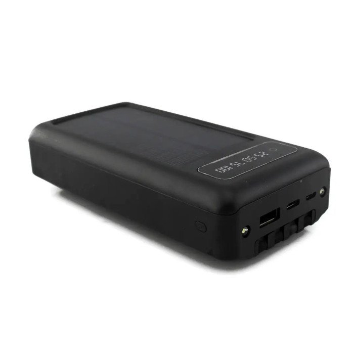 Портативний зарядний пристрій на 10000mAh, Power Bank на сонячній батареї, заряджання. Колір: чорний