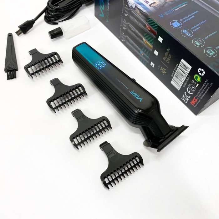 Професійний триммер для бороди та вусів з керамікою VGR V-930 насадки 1-7 мм. Колір: зелений