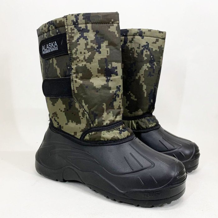 Чоботи чоловічі утеплені камуфляж 46р 30см, Осінні гумові чоботи, Гумові чоботи для лісу