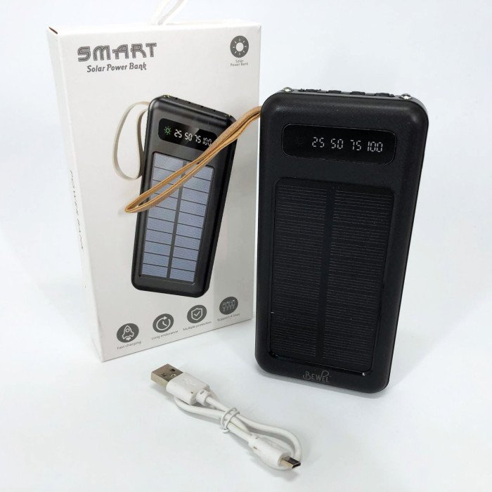 Power Bank Solar Smart 1015 зарядний пристрій на сонячній батареї 20000mAh з індикатором заряду Чорний