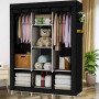 Шафа тканинна 3 секції складана з каркасом STORAGE WARDROBE 175 х 130 х 45 см. Колір: чорний
