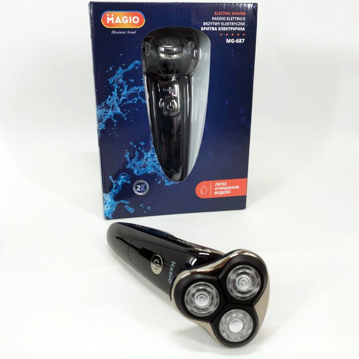 Електробритва 3 плав. голівки/ сухе/ вологе гоління/висувний триммер MAGIO MG-687