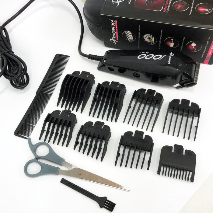 Машинка для стрижки провідна з насадками для волосся та бороди Gemei GM-1016 Pro + Ножиці та Гребінець