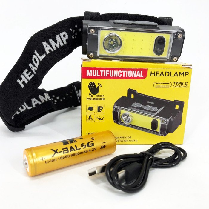 Ліхтар налобний BL-T124-ХРЕ+COB (White+Red), світлодіодний ліхтарик для туриста, водонепроникний ліхтарик