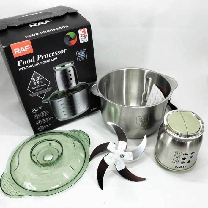 Блендер електричний RAF R.7014 подрібнювач, чоппер 1000 Вт 5L з металевою чашею, Потужний блендер