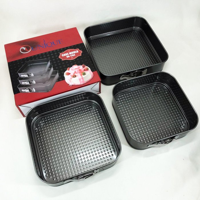 Набір квадратних роз'ємних форм для випікання Unique UN-1704 20/22/24 см