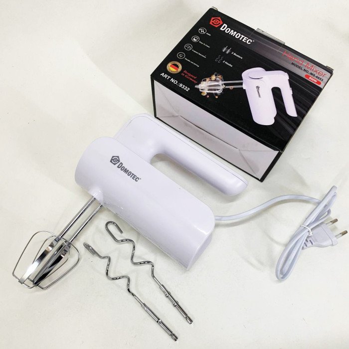 Ручний міксер Domotec R.6653W кухонний міксер із насадками 5 швидкостей 800 Вт білий