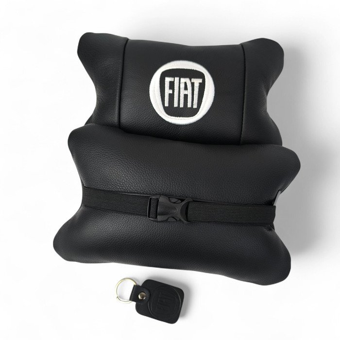 Набір подушок Fiat з натуральної шкіри + вишивка логотипу та шкіряний брелок у подарунок