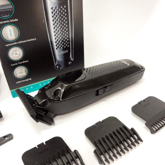 Машинка для стрижки волосся триммер VGR V-972 професійна з насадками акумуляторна USB
