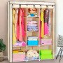 Шафа тканинна 3 секції складана з каркасом STORAGE WARDROBE 175 х 130 х 45 см. Колір: бежевий