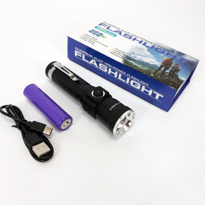 Ручний ліхтар PLD-1812-T6 (red) 1x18650, Водонепроникний ліхтар, Потужний акумуляторний лед ліхтарик