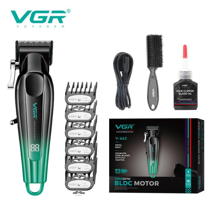 Акумуляторна машинка для стрижки VGR V-662 Колір: зелений