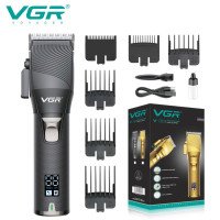 Акумуляторна машинка для стрижки волосся VGR V-280 з дисплеєм та насадками якісна. Колір: чорний