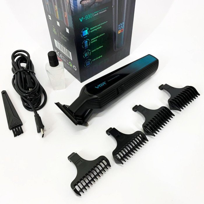 Професійний триммер для бороди та вусів з керамікою VGR V-930 насадки 1-7 мм. Колір: зелений