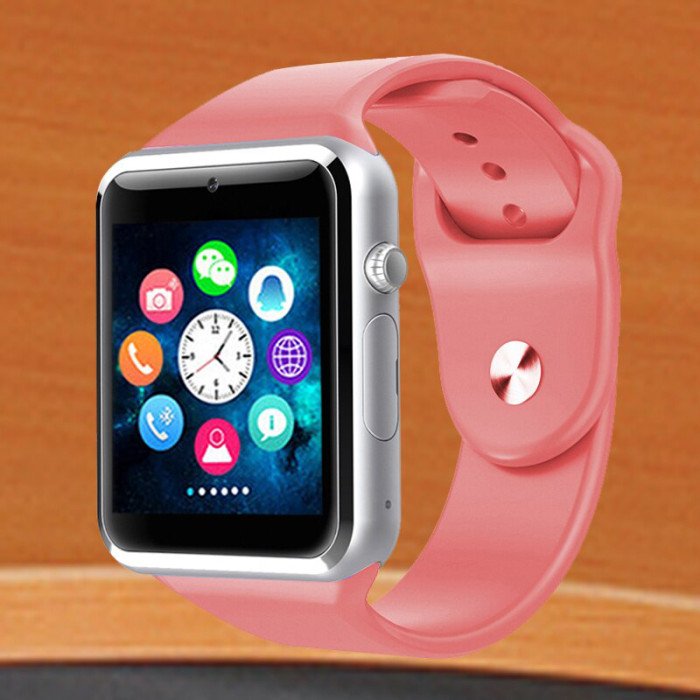 Смарт-годинник Smart Watch A1 розумний електронний зі слотом під sim-карту + карту пам'яті micro-sd. Колір: рожевий