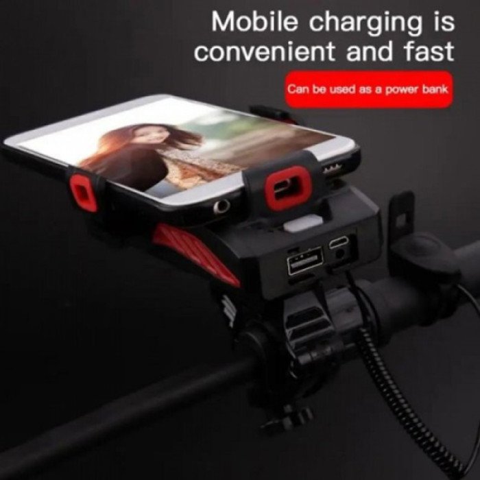 Велофара з сигналом та утримувачем телефону LY-25-2T6 (white+yellow), Довговічний велосипедний ліхтар