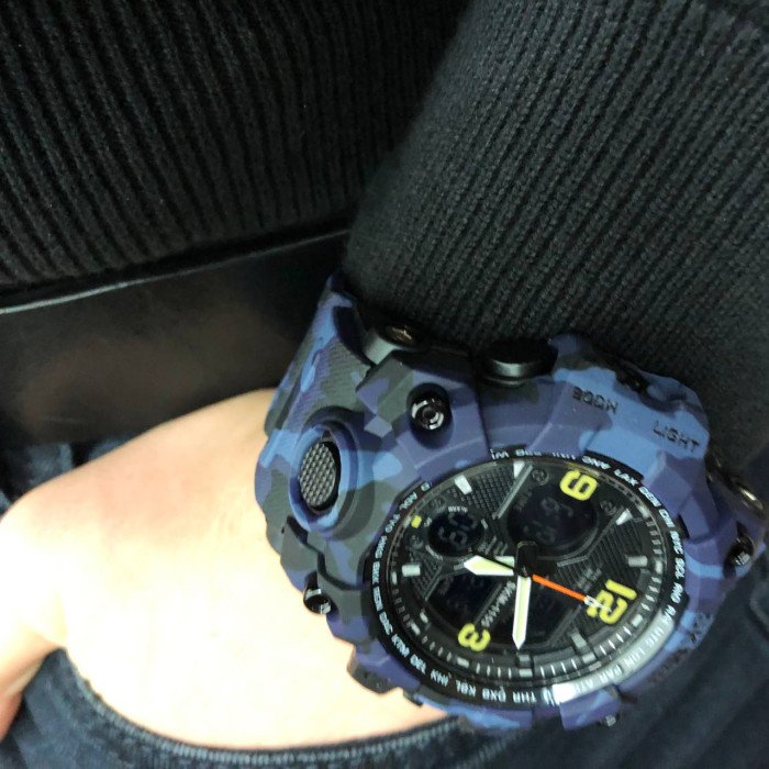 Годинник наручний чоловічий SKMEI 1155BCMBU, армійський годинник протиударний, чоловічий тактичний годинник