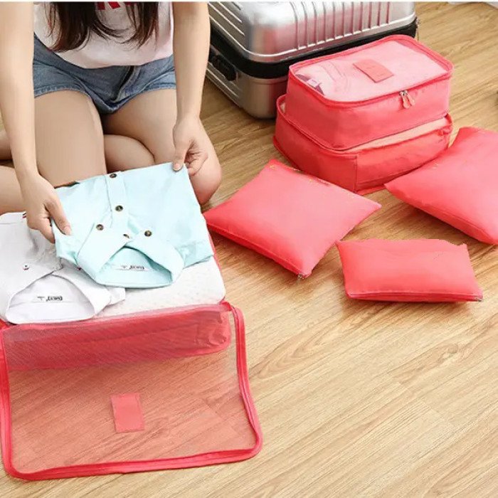 Набір дорожніх органайзерів 6 шт. Колір: рожевий