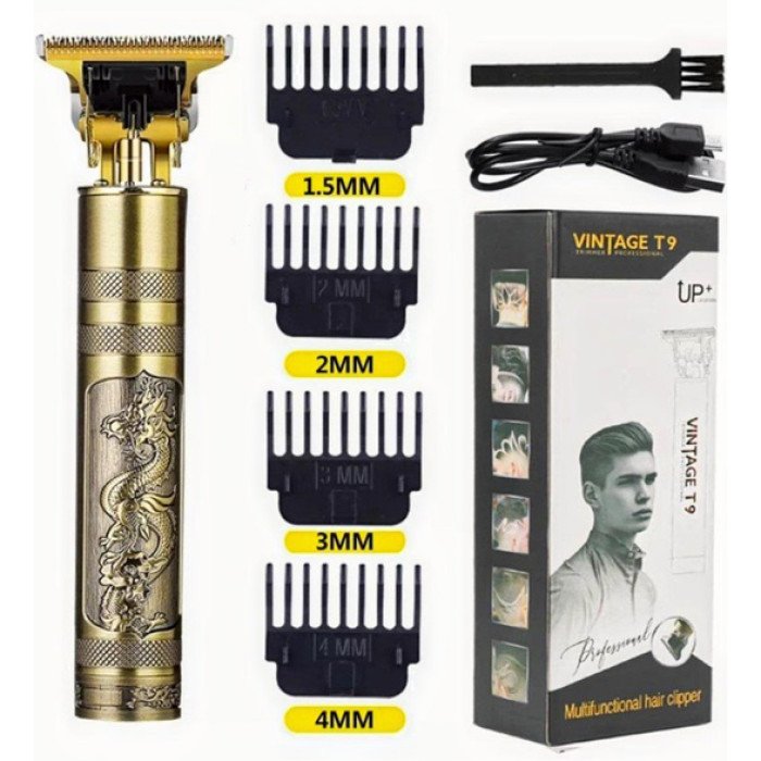 Машинка триммер для стрижки волосся та бороди Vintage T9-3, 4 насадки