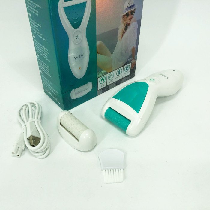 Електрична пемза для ніг з 2 насадками, від USB, VGR V-812 / Акумуляторна пемза для п'ят / Електропемза